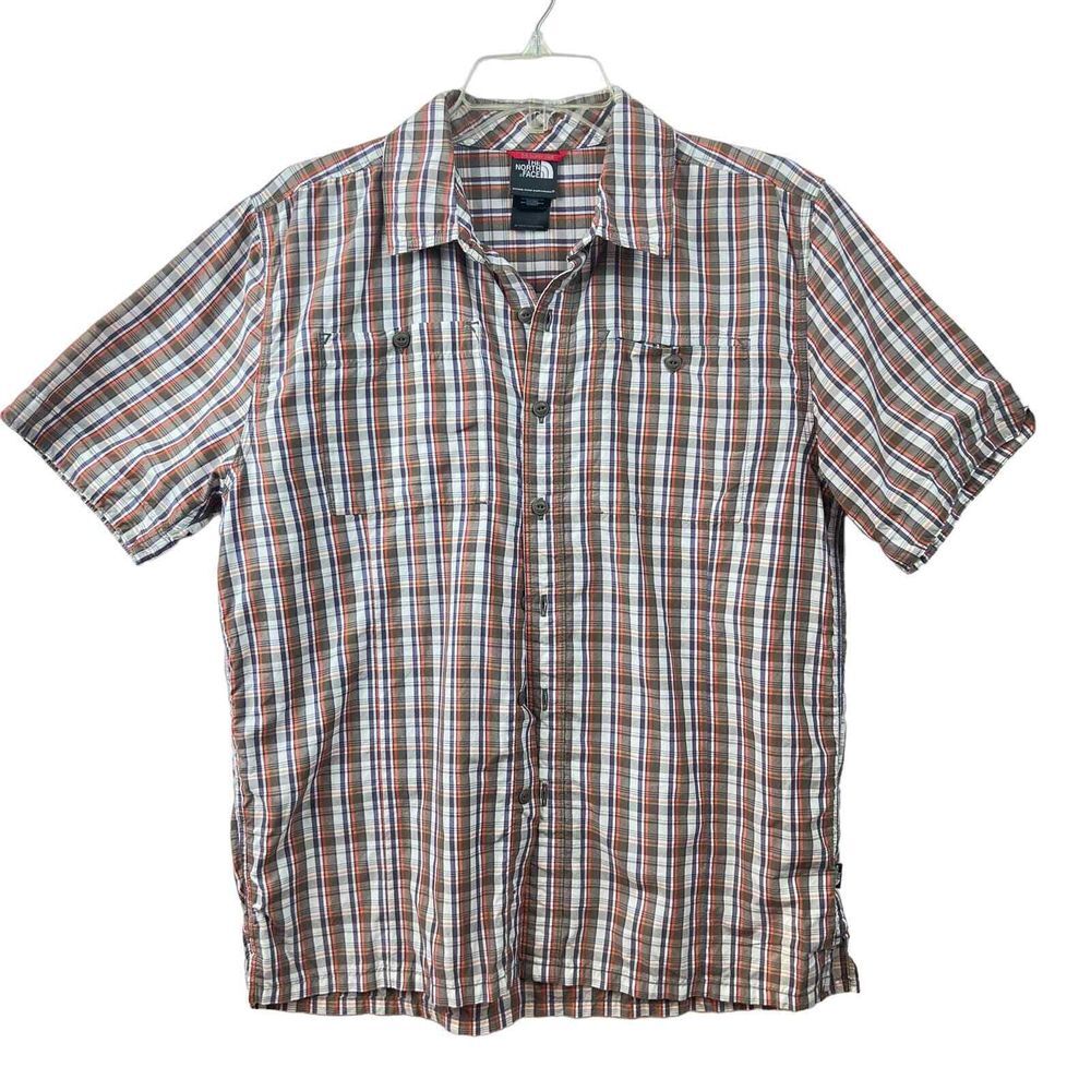 The North Face SS Medium button up in purple orange plaid